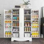 🔥 מבצע השקה לזמן מוגבל🔥מבצע חם🌟ארון אחסון למזווה 📦 | עם מגירה ומדפים מתכווננים 🔧 | מארגן מטבח לבן 🧺